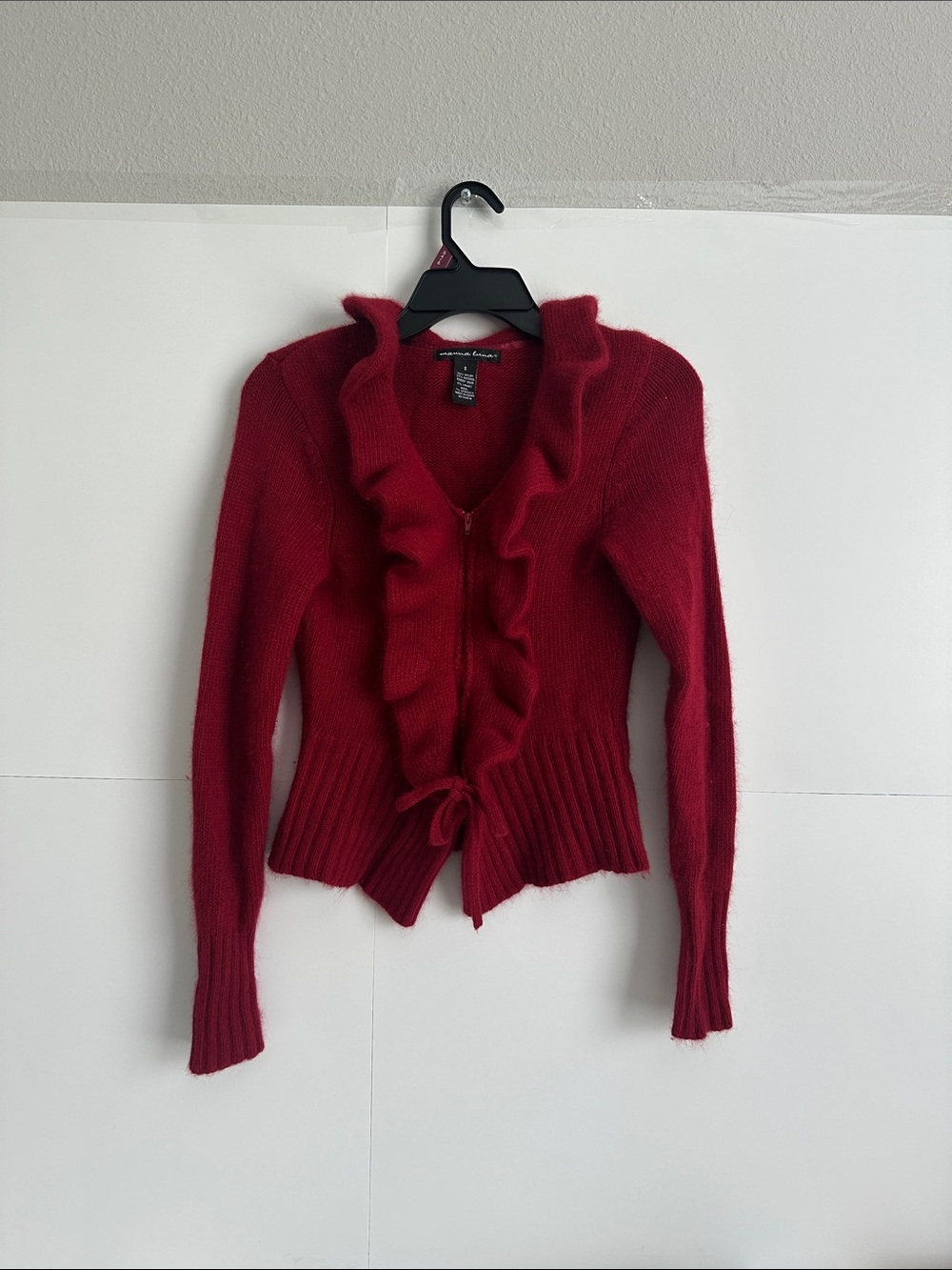 Marina luna red lambs’ wool cardigan